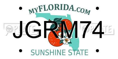 JGRM74 Florida License Plate