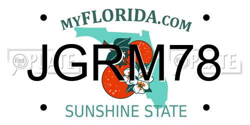JGRM78 Florida License Plate