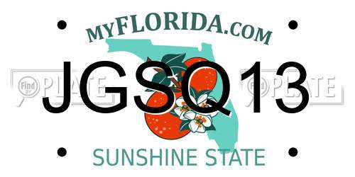 JGSQ13 Florida License Plate