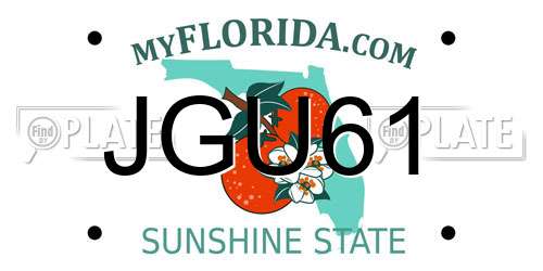JGU61 Florida License Plate