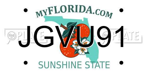JGVU91 Florida License Plate
