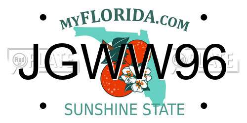 JGWW96 Florida License Plate