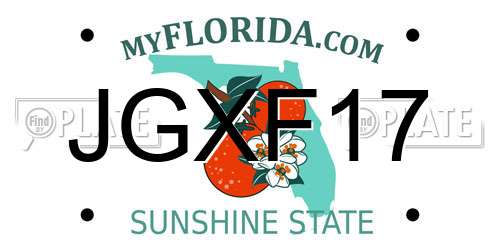 JGXF17 Florida License Plate
