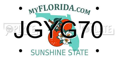 JGYG70 Florida License Plate