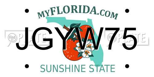JGYW75 Florida License Plate