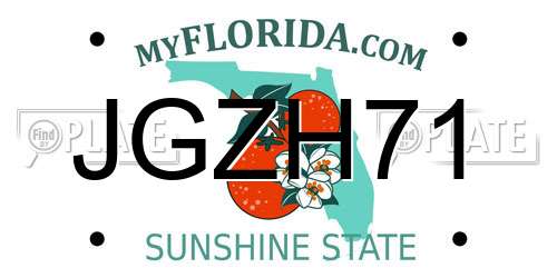 JGZH71 Florida License Plate