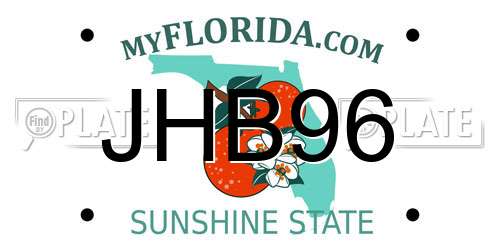 JHB96 Florida License Plate