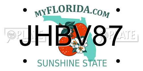 JHBV87 Florida License Plate