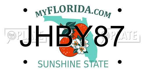 JHBY87 Florida License Plate