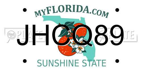 JHCQ89 Florida License Plate