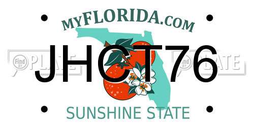 JHCT76 Florida License Plate