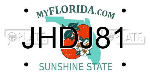 JHDJ81 Florida License Plate