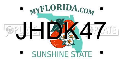 JHDK47 Florida License Plate