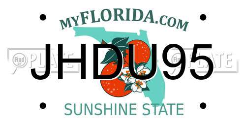 JHDU95 Florida License Plate