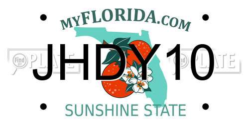JHDY10 Florida License Plate