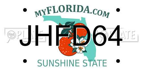 JHFD64 Florida License Plate