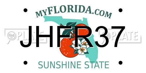 JHFR37 Florida License Plate
