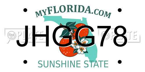 JHGG78 Florida License Plate