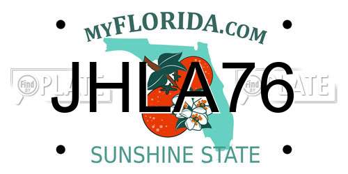 JHLA76 Florida License Plate