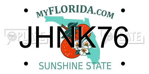 JHNK76 Florida License Plate