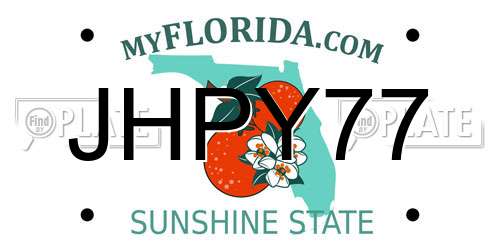 JHPY77 Florida License Plate