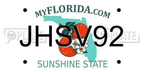 JHSV92 Florida License Plate