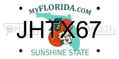 JHTX67 Florida License Plate