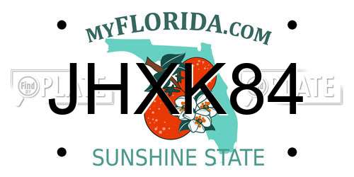 JHXK84 Florida License Plate