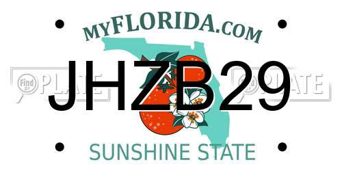 JHZB29 Florida License Plate