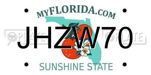 JHZW70 Florida License Plate