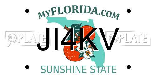 JI4KV Florida License Plate