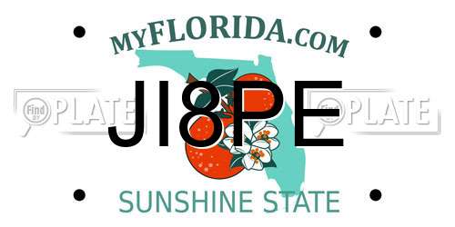 JI8PE Florida License Plate
