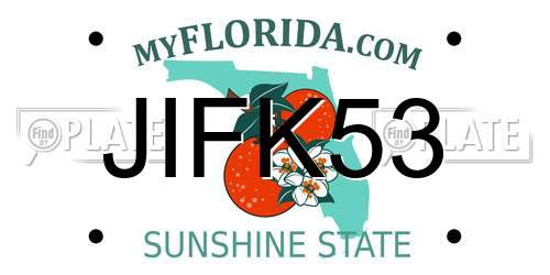 JIFK53 Florida License Plate