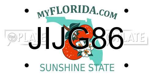 JIJG86 Florida License Plate
