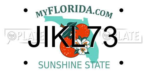 JIKL73 Florida License Plate