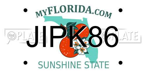 JIPK86 Florida License Plate