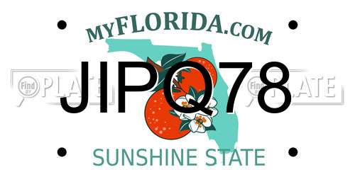 JIPQ78 Florida License Plate
