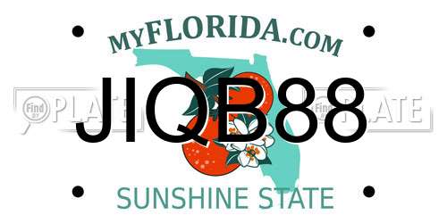 JIQB88 Florida License Plate