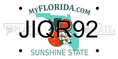 JIQR92 Florida License Plate