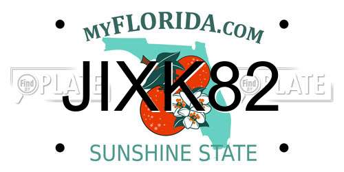 JIXK82 Florida License Plate