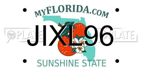 JIXL96 Florida License Plate