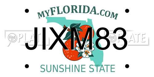 JIXM83 Florida License Plate
