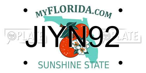 JIYN92 Florida License Plate