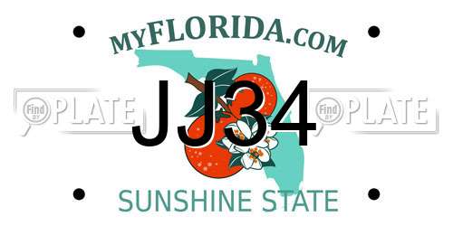 JJ34 Florida License Plate
