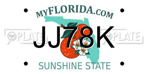 JJ78K Florida License Plate