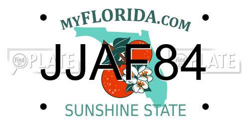 JJAF84 Florida License Plate
