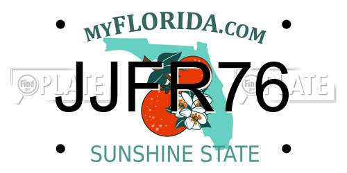 JJFR76 Florida License Plate
