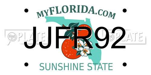 JJFR92 Florida License Plate