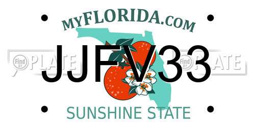 JJFV33 Florida License Plate
