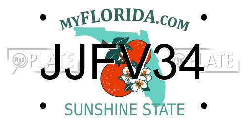 JJFV34 Florida License Plate